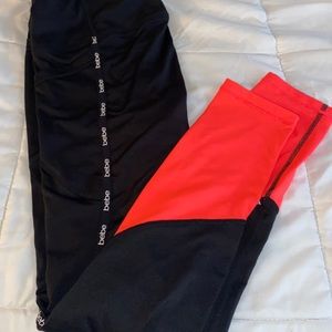 bebe Black & Pink Leggings size Medium